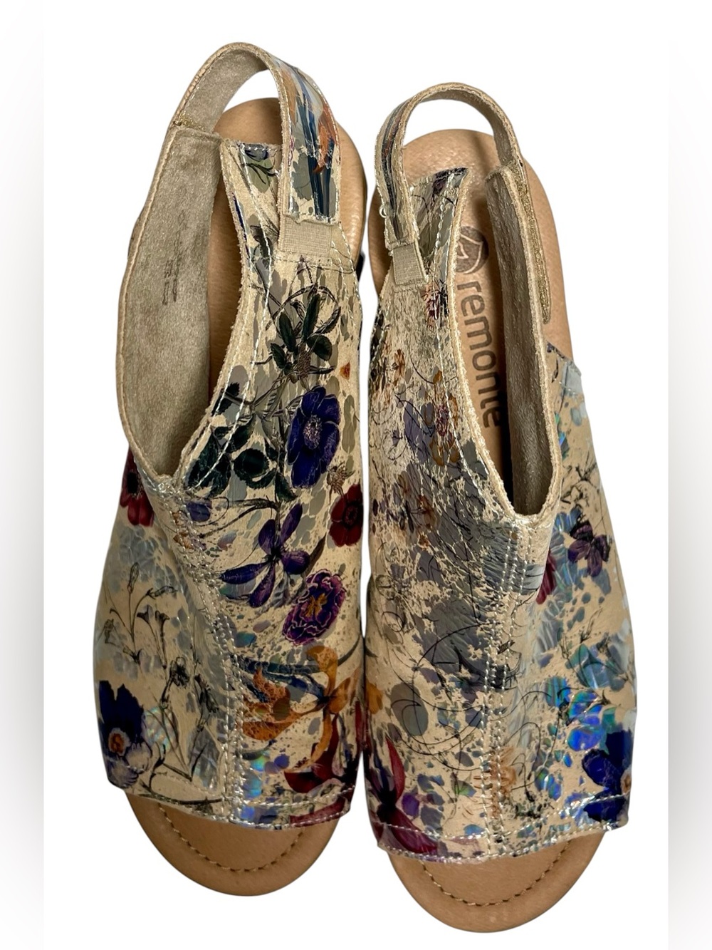Remonte Sling Luxury Floral Butterflies Leather Sandals Us 9 Women's EU 40 Rare - Picture 11 of 13